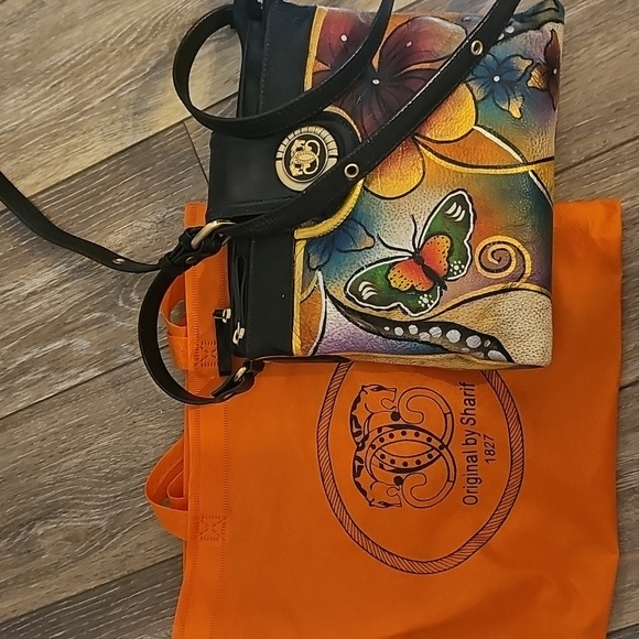 Sharif (since 1827) Colorful Butterfly and Floral Crossbody Bag, Handpainted! - Picture 12 of 12